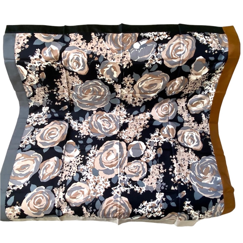 VINTAGE JIM THOMPSON 100% THAI SILK SCARF 42”x42” BLK/GRAY/CREAM, VINTAGE NWOT - Picture 8 of 16